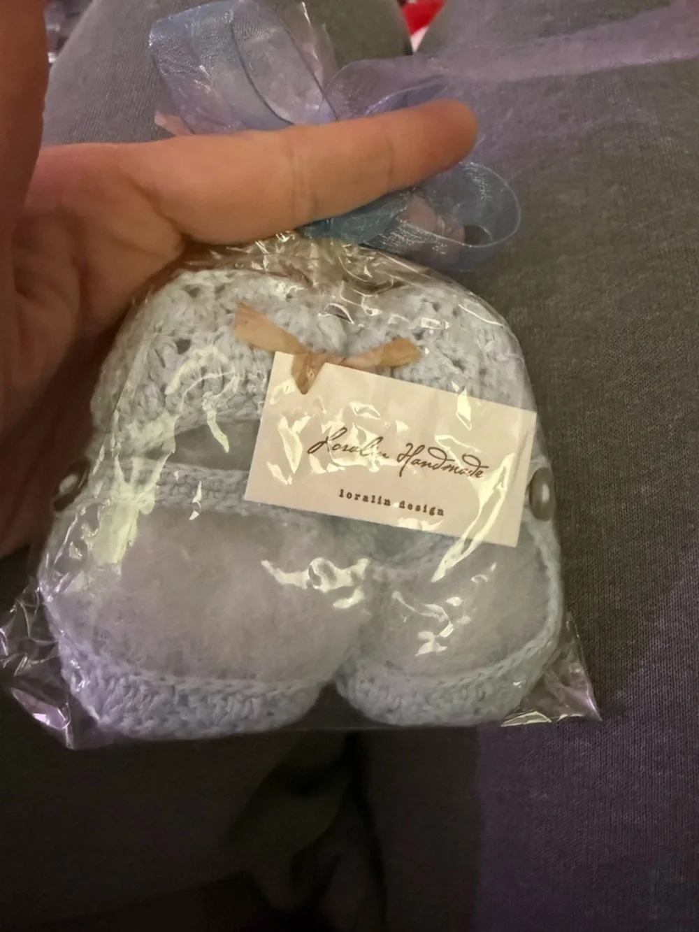 Lorain Design Handmade Light Blue Crochet Baby Booties